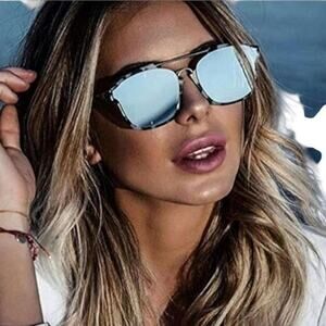 Christian Dior Abstract Aviator Sunglasses Beige Grey Tortoise Mirrored Lenses